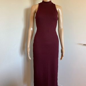 Burgundy Mock Turtleneck w/ Split on Both Sides